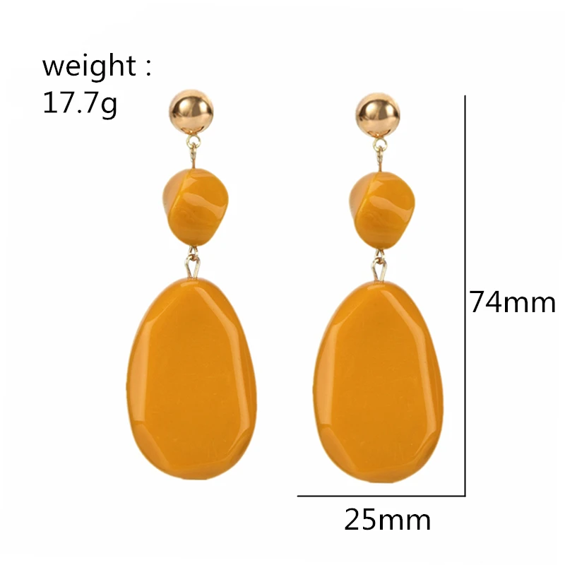 Корейские подвески в виде капель воды Висячие серьги длинные массивные желтые акриловые серьги для женщин ювелирные изделия Brincos Accesorios Mujer