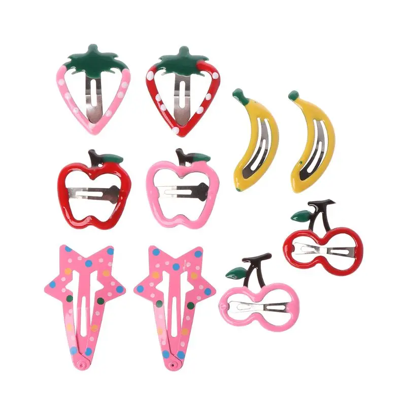 60 шт./компл. заколки для волос Детские худи для девочек на Головные уборы BB зажимы эмаль фрукты Милый принт с животными и звездами Цветочный принт с изображением героев мультфильмов, для