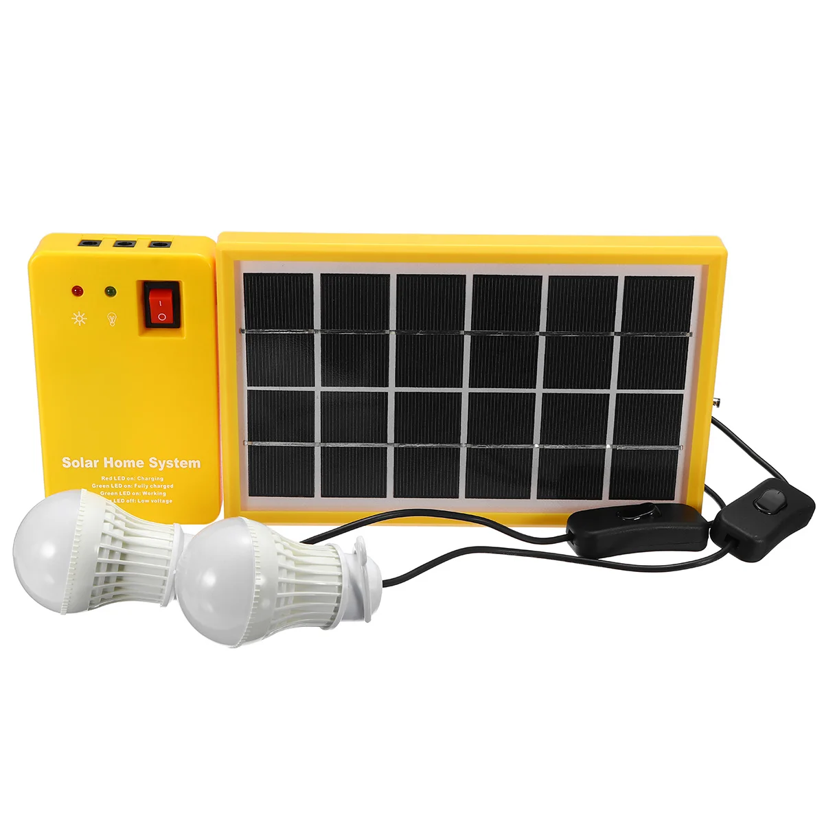  Cargador USB de 5 V sistema de generador de Panel de energía Solar con 3 bombillas LED iluminación 