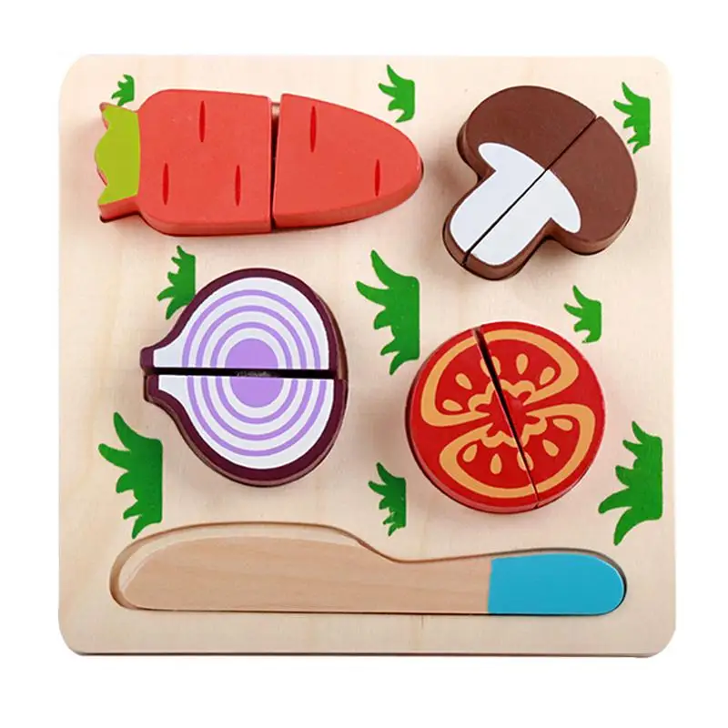 Деревянные фрукты и резаные овощи, чтобы увидеть головоломки торты и торты домашние шахматы головоломки детские развивающие игрушки моделирование еды - Цвет: B