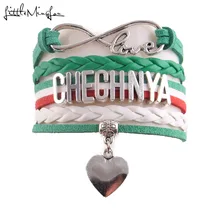 Little MingLou Infinity love страна Чеченская Подвеска для браслета в форме сердца кожаные браслеты для мужчин и женщин ювелирные изделия