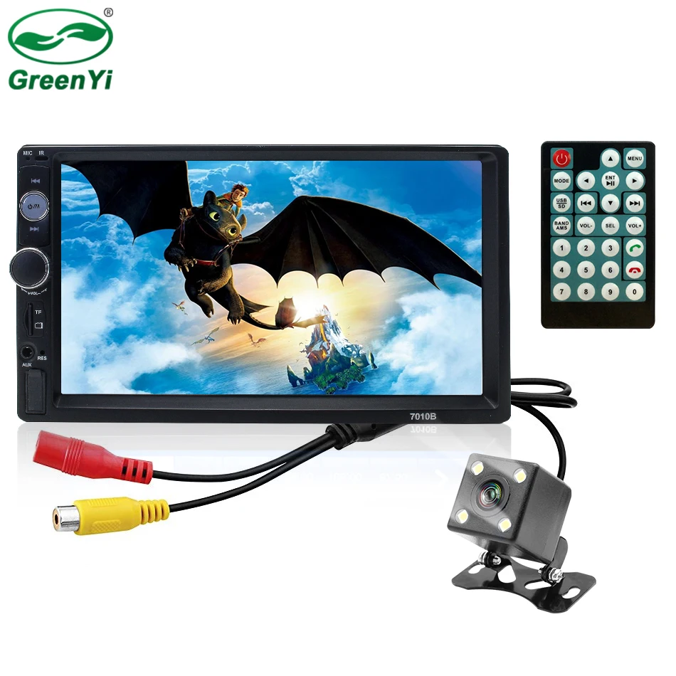 

GreenYi 2 Din Car Radio 7" Multimedia Player Touch Screen Digital Display Bluetooth Video USB Autoradio Vehicle Rear View Camera