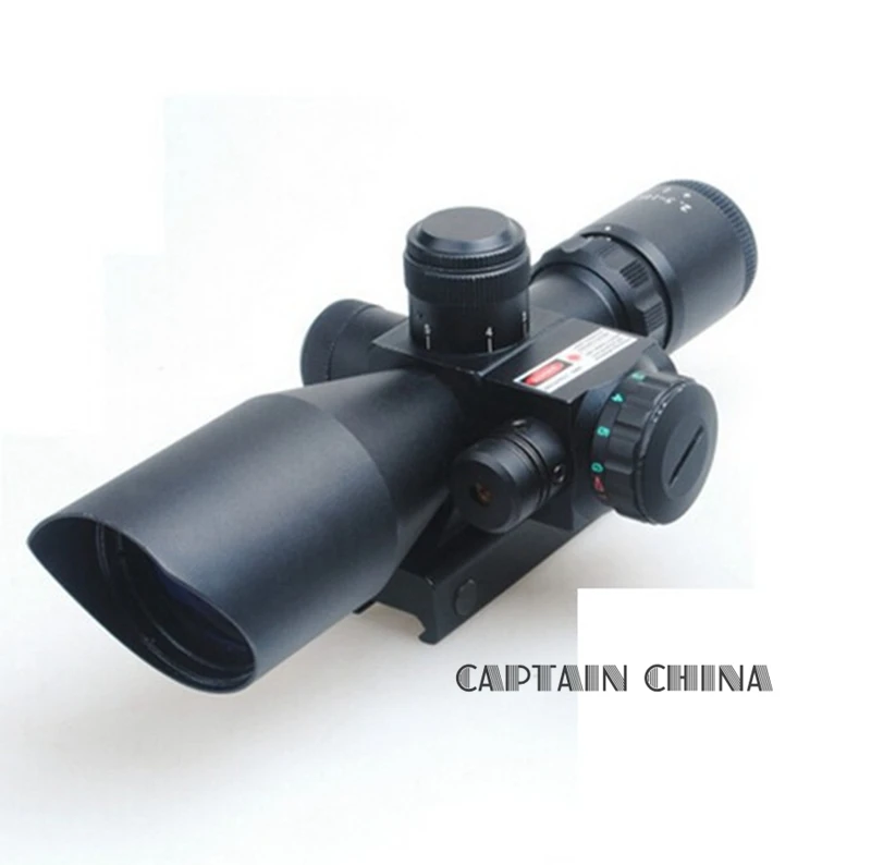 

11mm / 20mm Tactical Rifle Scope 2.5-10x40 with Red Laser Dual illuminated Mil-dot with Rail Mount