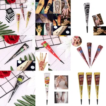 

1PCS Red White Black Indian Henna Paste Cone Beauty Women Mehndi Finger Body Cream Paint DIY Temporary Drawing For Tattoo