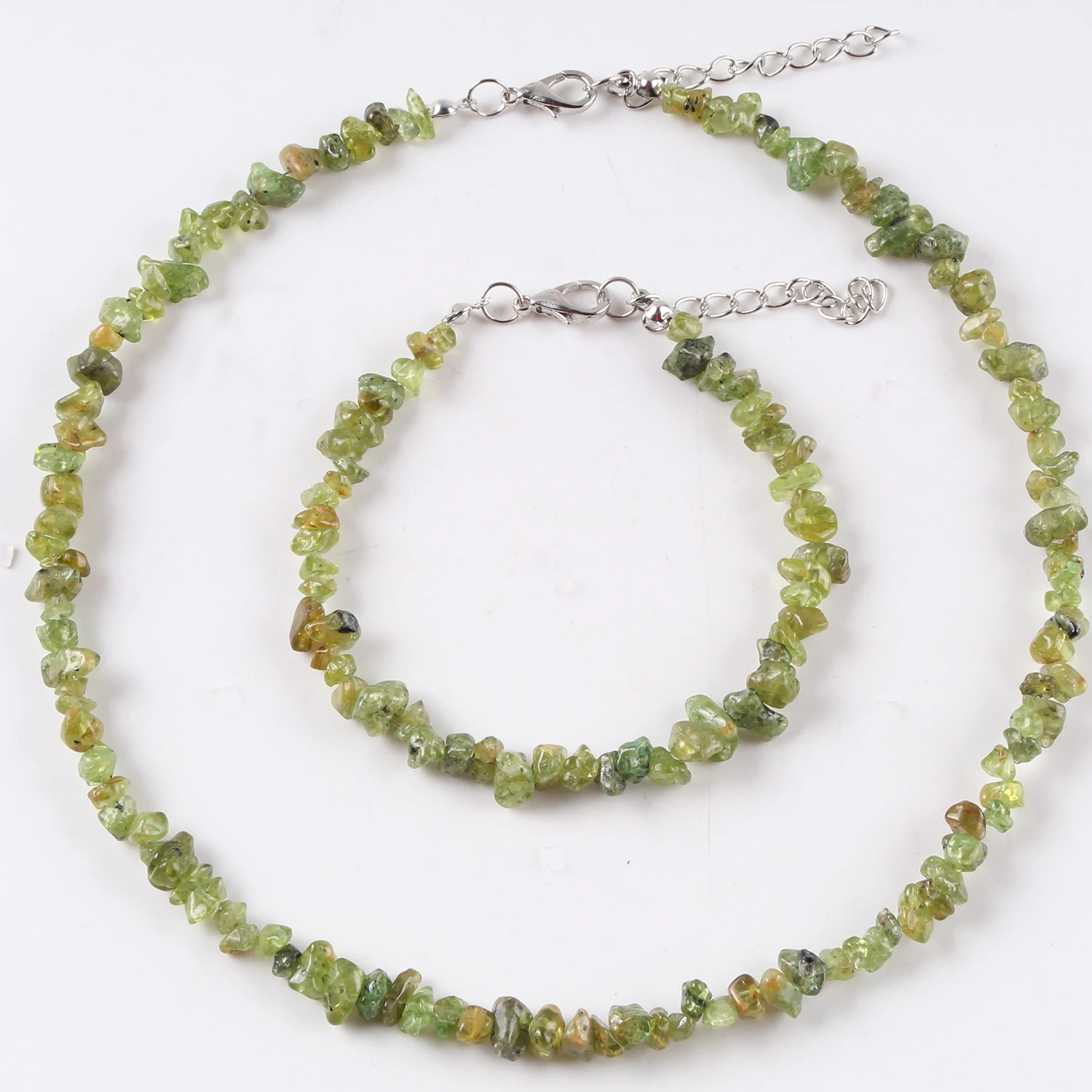 

FFWFF Handmade Adjustabe Natural Stone Agata Crystal Olivine Charm Beaded Bracelets Necklace Set Jewelry Sets for Women