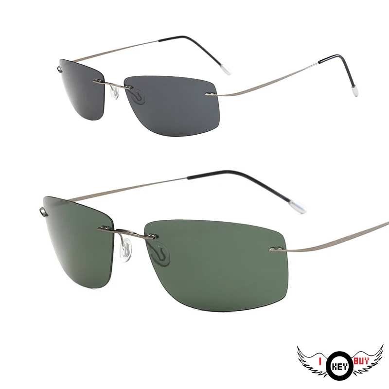 Frameless Pure Titanium Ultra Light Anti Fatigue Driving Mirror Polarized Sunglasses Sunshade 9