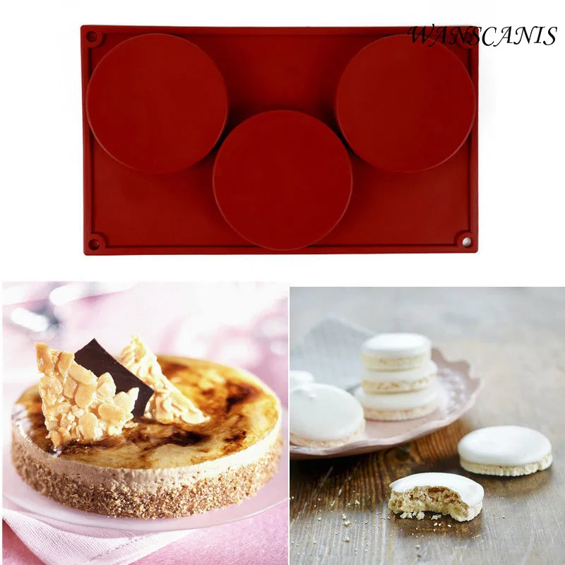 Newest Hot 3-Cavity Silicone Mold Mini Cake Pie Custard Tart Resin Coaster Baking Mold