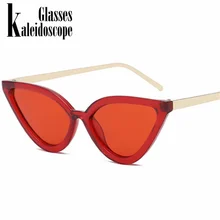 Калейдоскоп очки кошачий глаз Для женщин Мода Дизайн Треугольники Ретро металлический каркас Кошачий глаз Солнцезащитные очки красные очки UV400