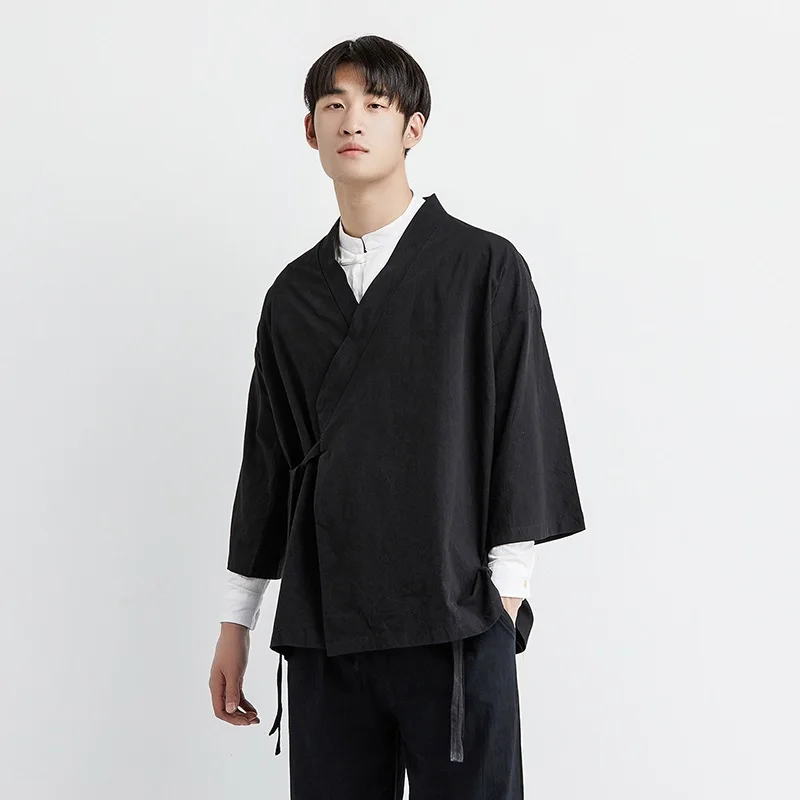 Японское кимоно кардиган для мужчин haori yukata мужской самурайский костюм одежда кимоно куртка мужская кимоно рубашка yukata haori KZ2033