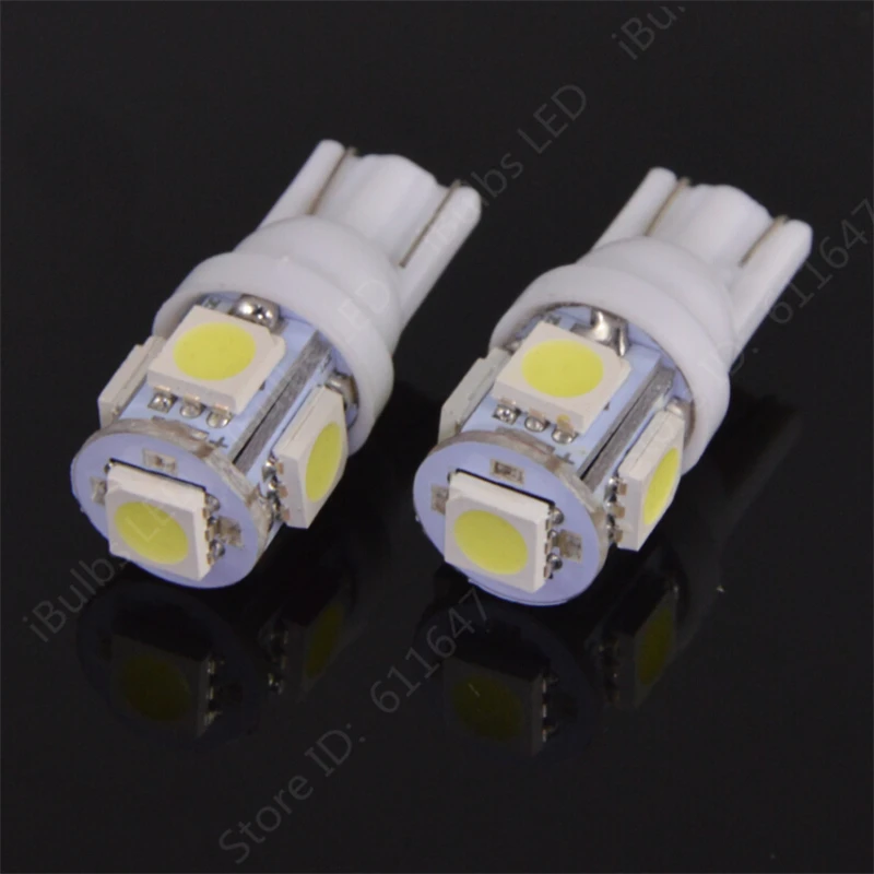 

2PCS Big Promotion Ice Blue T10 501 194 168 W5W 5 SMD 5050 LED Car Auto Side Wedge Light Parking 5Led 5Smd Lamp Bulb DC12V