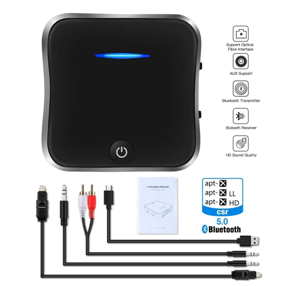 

BT-19 Bluetooth 5.0 Receiver /Transmitter Digital Optical TOSLINK and 3.5mm Wireless Audio Adapter for TV / Home Stereo System