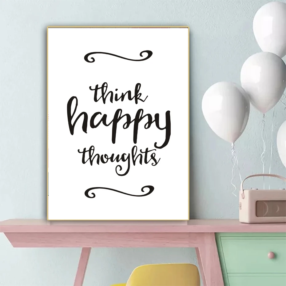 

Think happy thoughts Motivational Poster positive quote painting by numbers canvas art wall pictures for living room No Frame