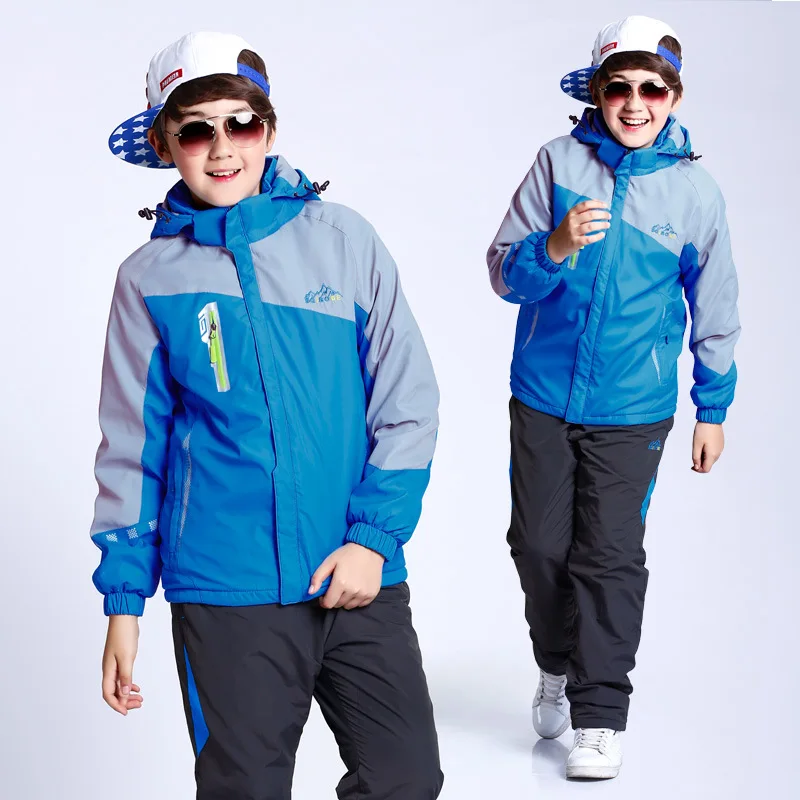 2017 Winter Wam Thicken Boy Sets Boys Outdoor Wear Hooded Jackets+
