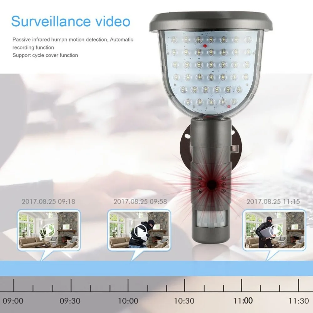 

39 IR LEDS Solar Floodlight Street Lamp 720P HD CCTV Security Camera DVR Recorder PIR Motion Detection Support PC-CAM TF Card