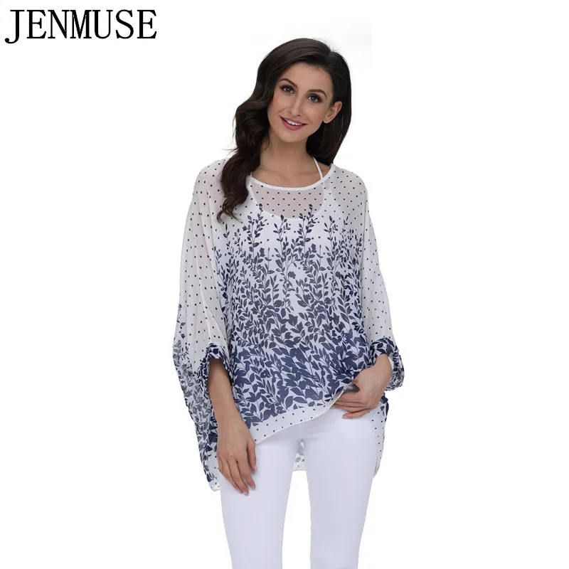 Женская блузка с открытыми плечами Jenmuse 4XL 5XL 6XL Летняя Повседневная шифоновая
