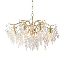 Современная американская классическая хрустальная люстра для гостиной/спальни, Золотая подвесная светодиодная люстра, кухонная осветительная арматура