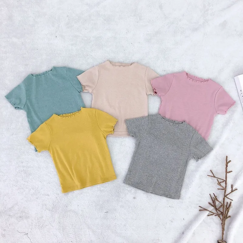 

1Pc Baby Girl Clothes Baby Girls Summer Cotton Solid Print T-shirt Tops Blouse Short Sleeve Children Casual Tee Shirts
