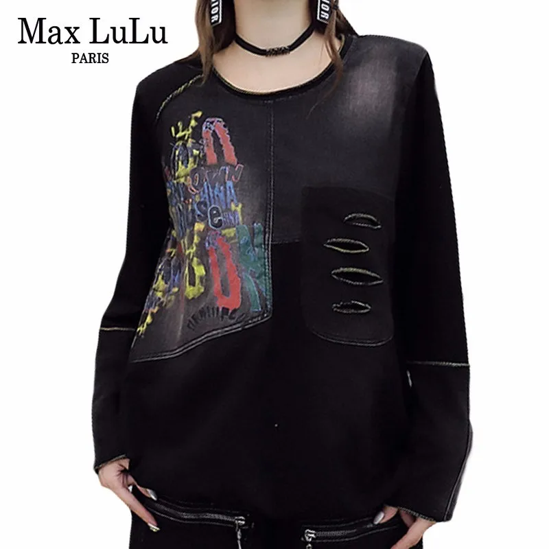 Max LuLu осень 2018 Корейская одежда Vogue панк джинсы для девочек уличная женщин