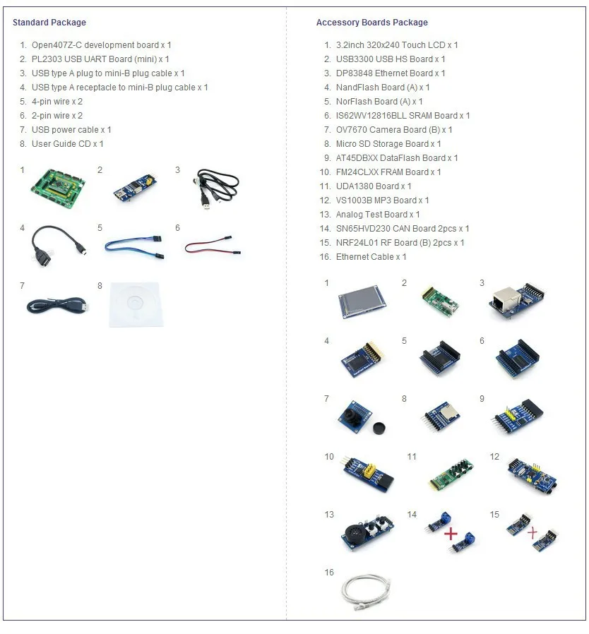 STM32 ARM Cortex-M4 макетная плата STM32F407ZxT6+ 3,2 дюймов 320x240 сенсорный ЖК-дисплей+ 16 модули = Open407Z-C посылка B