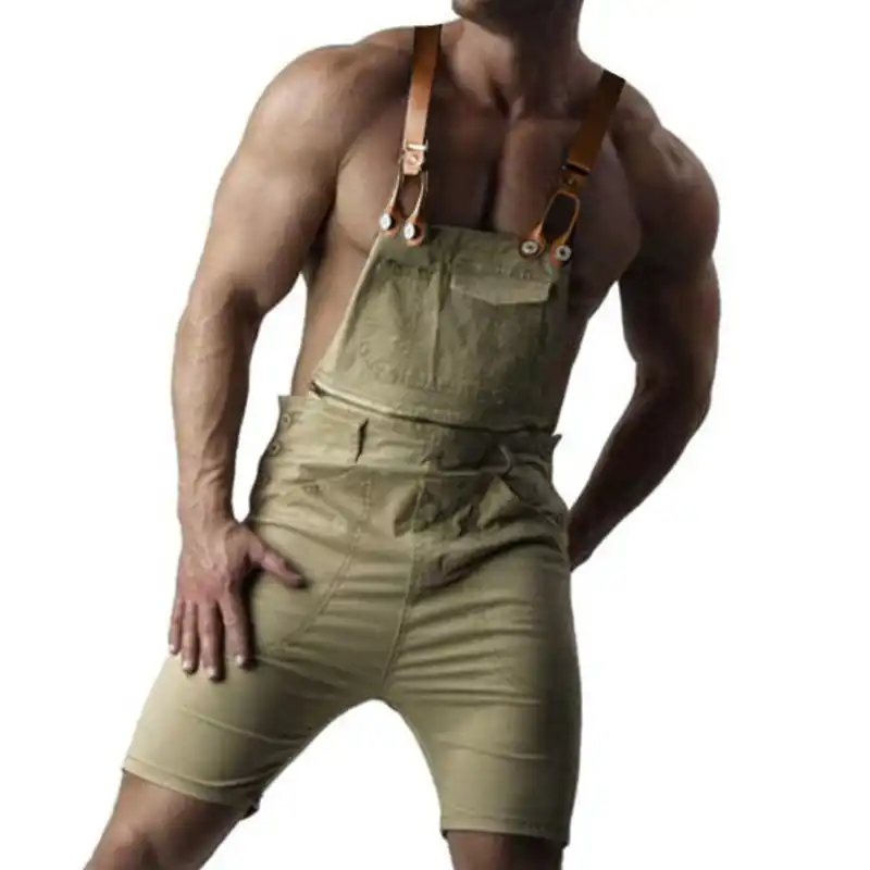men's denim bib overall shorts
