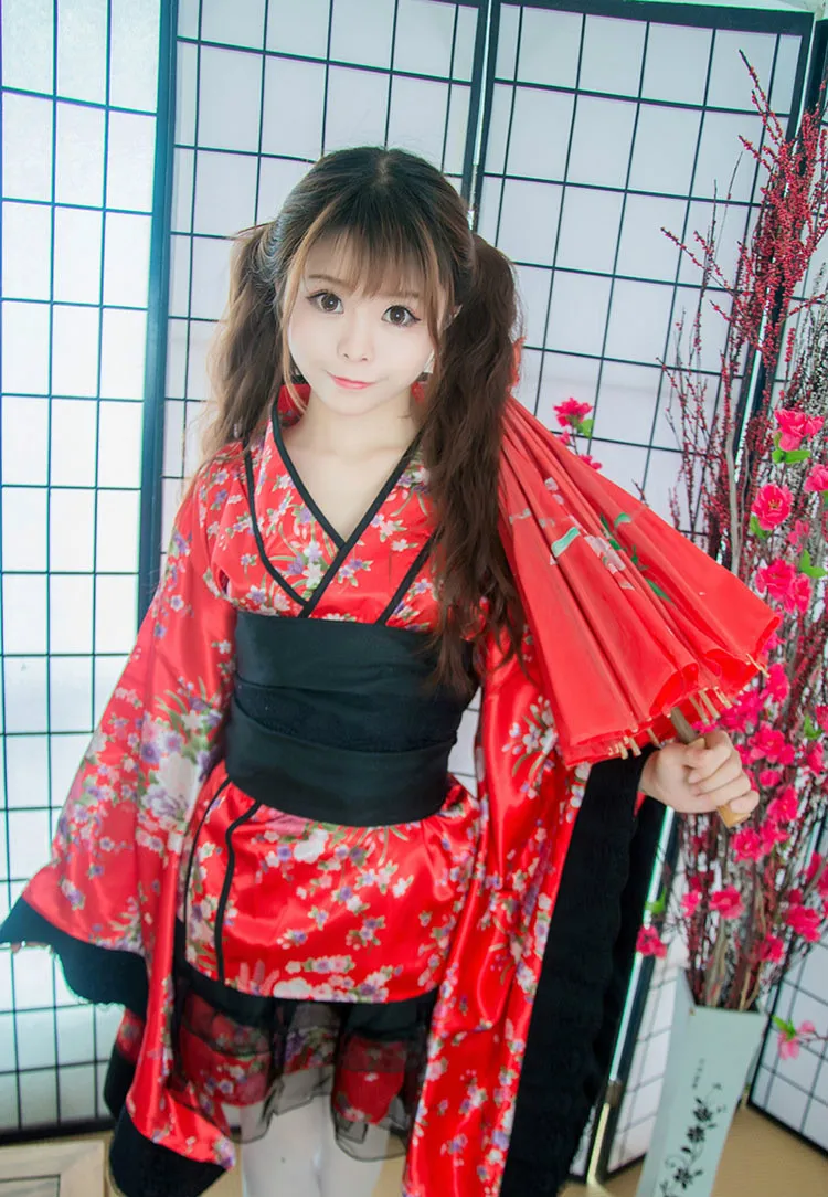 Японские кимоно Винтаж Оригинал Традиция Шелковый юката платье Японии сексуальные костюмы Танцы Выступления костюм платье Лолита платье