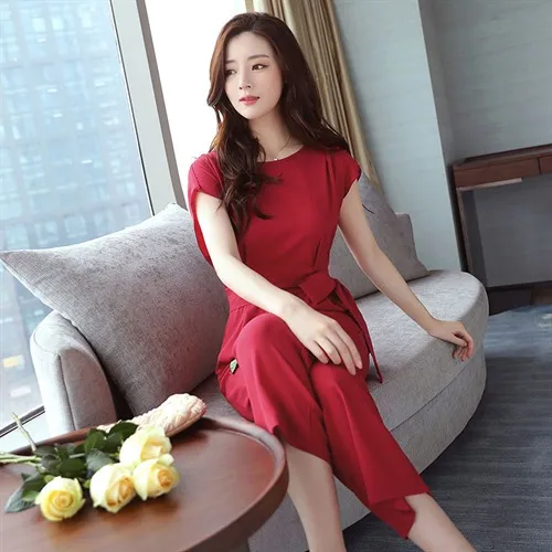 

2018 Summer Women jumpsuits short sleeve O-neck fashion new style Lady solid color jumpsuits