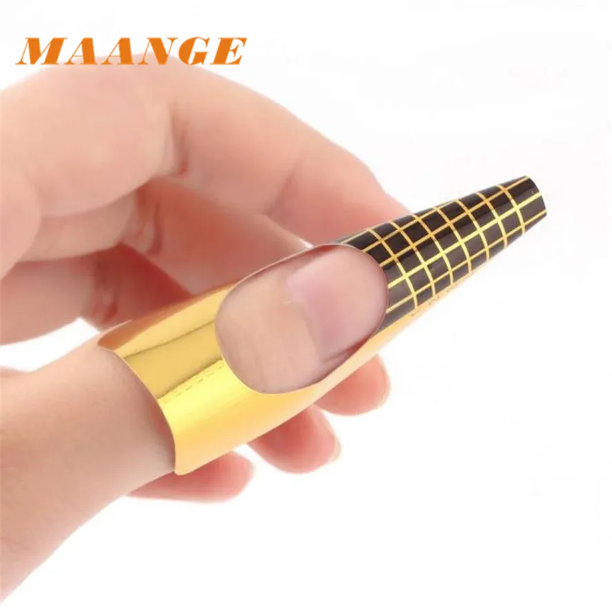 

MAANGE Pretty Nail Art Stickers 100Pcs Nail Art Tips Extension Forms Guide French DIY Tool Acrylic UV Gel