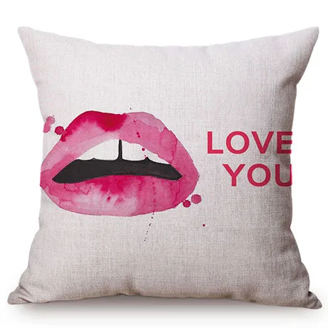 Pink Love Expression Girl The Inner Purest Love Story Simple Room Decorative Cushion Cover Cotton Linen Sofa Throw Pillow Cover K116-6
