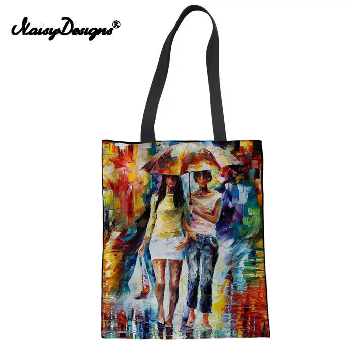 Famous Painting Starry Sky Printed Canvas Bag Women Totes Shoulder Colorful Linen Handbag For Female Lady Reusable Shopping Tote - Цвет: Зеленый