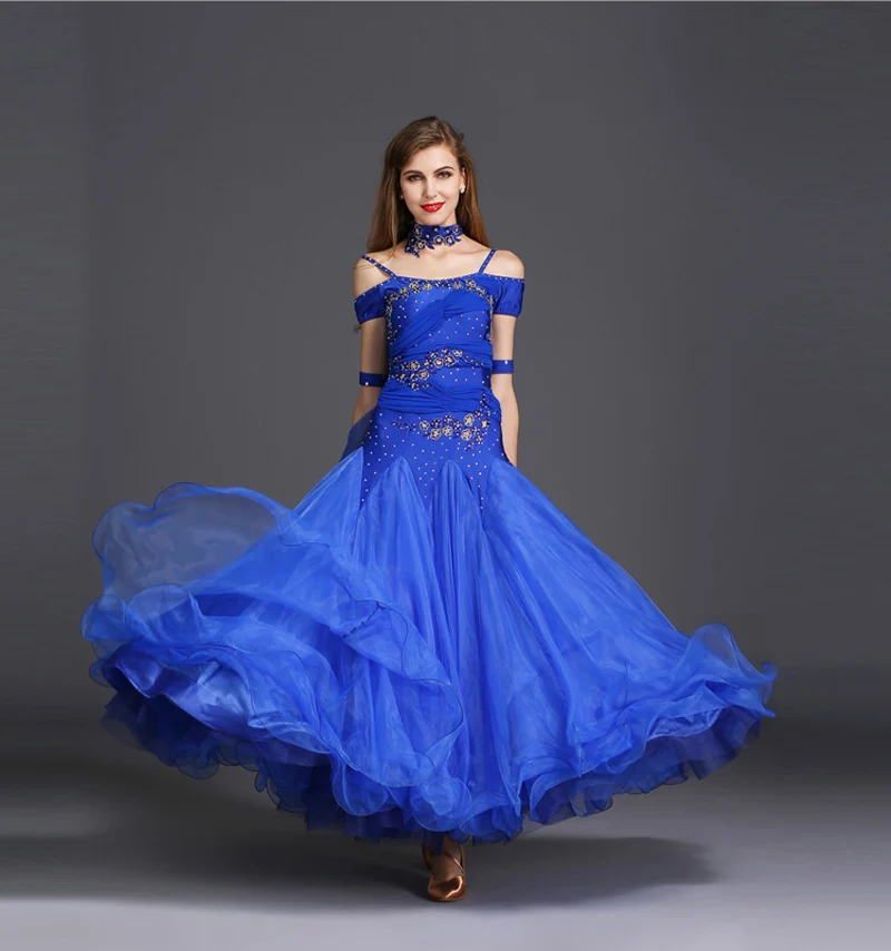 Ballroom Dance Dress For Women Short Sleeve White Standard Dancing