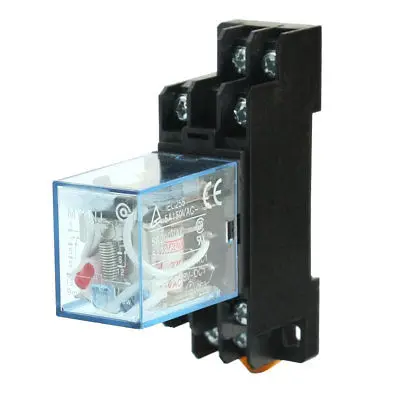 

35mm DIN Rail Mount Socket DPDT 5A Electromagnetic Relay AC220/240V Red Lamp
