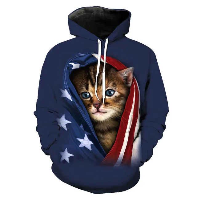 2018 New Fashion Sweatshirt Men / Women 3d Hoodies Print lovely cat