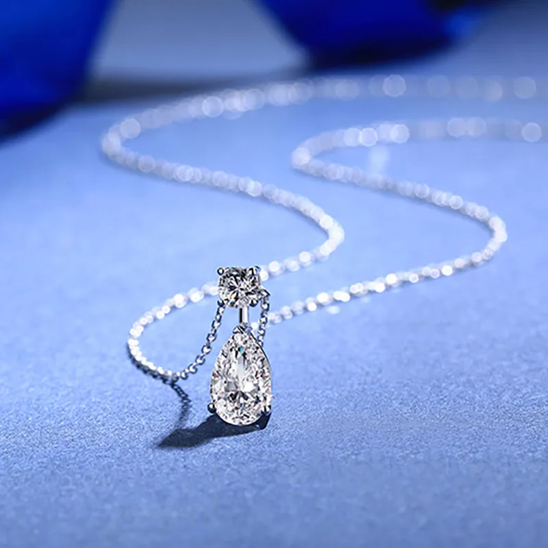 

Bonsoir Moissanite 9K White Gold Pendant Women Water Drop Shape Style 2019 New