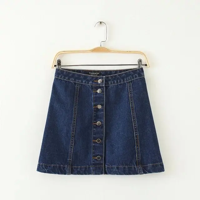 blue jean button up skirt