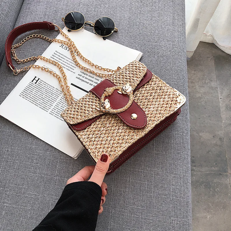 

Female Straw Beach Bag Crossbody Bags For Women 2019 Summer Wicker Designer Handbags Ladies Rattan Shoulder Messenger Bag Sac A
