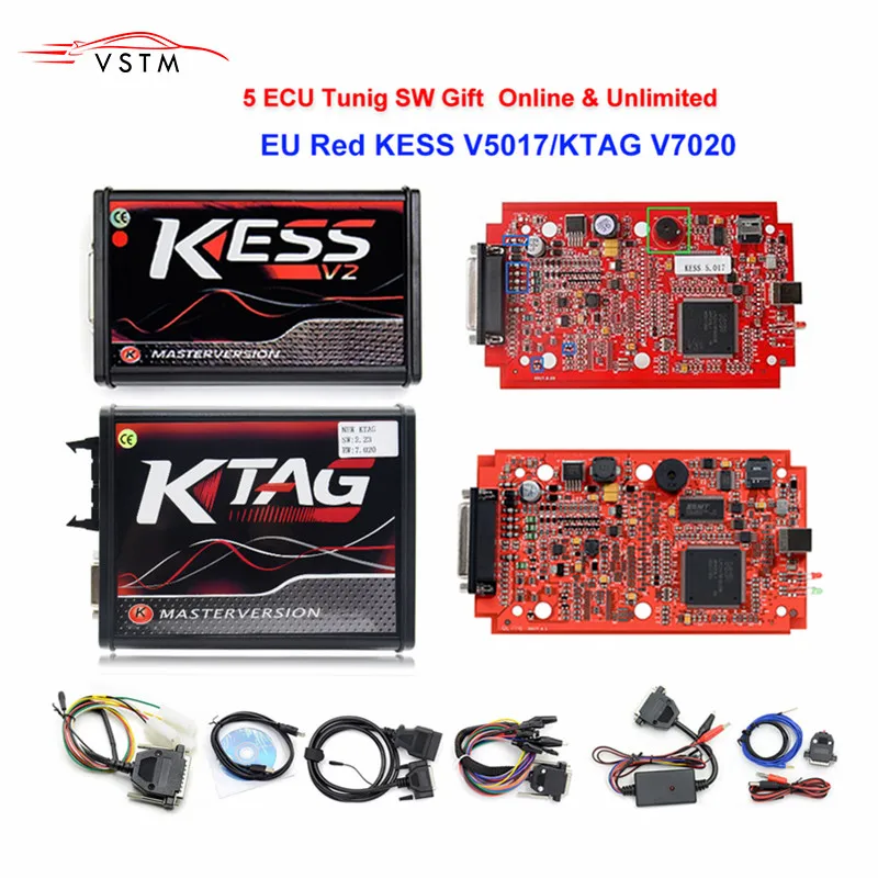 

EU RED 4LED KTAG 7.020 SW2.23 Added More 140 ECU Types KESS V5.017 KESS 5.017 SW V2.47SW2.23 V2 Fully Protocols No Token Limited
