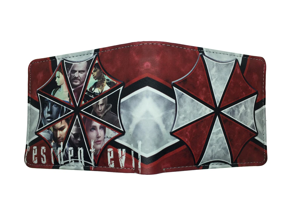 

Hot Biohazard RE:2 Pu Short Wallet Zip Pocket Bifold Photo Card Holder Layers Leather Coin Purse Gift