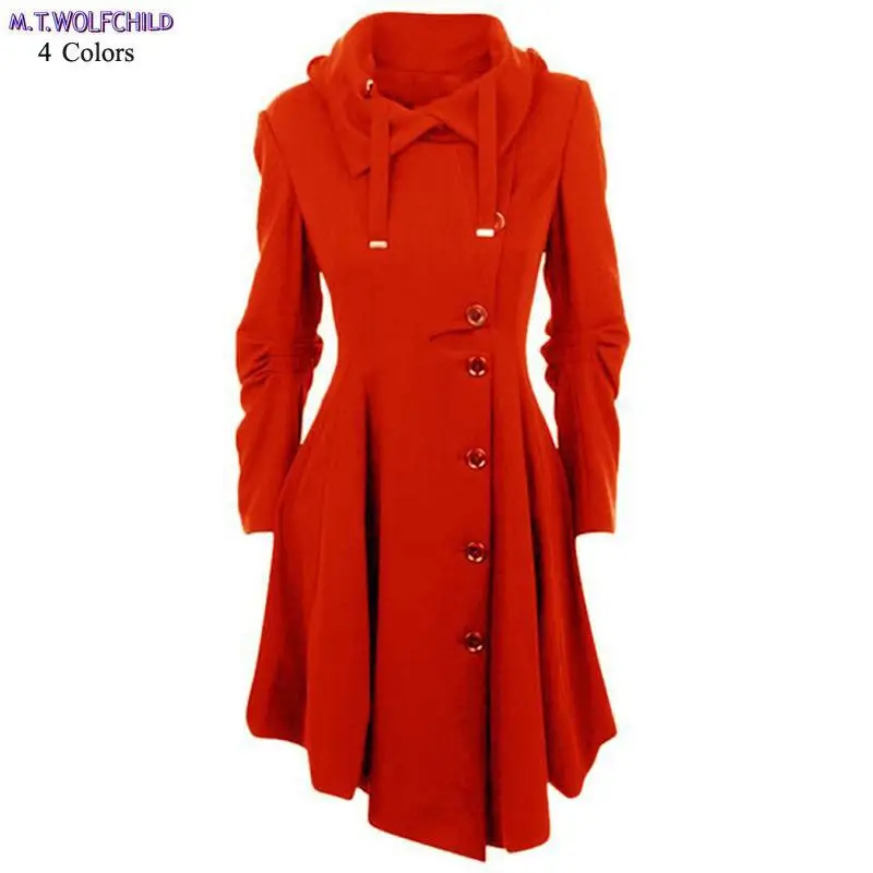 

Plus size 5XL 2018 Winter autumn lady hooded woolen trench coats casual womens thick outerwear fashion womens clothing coats