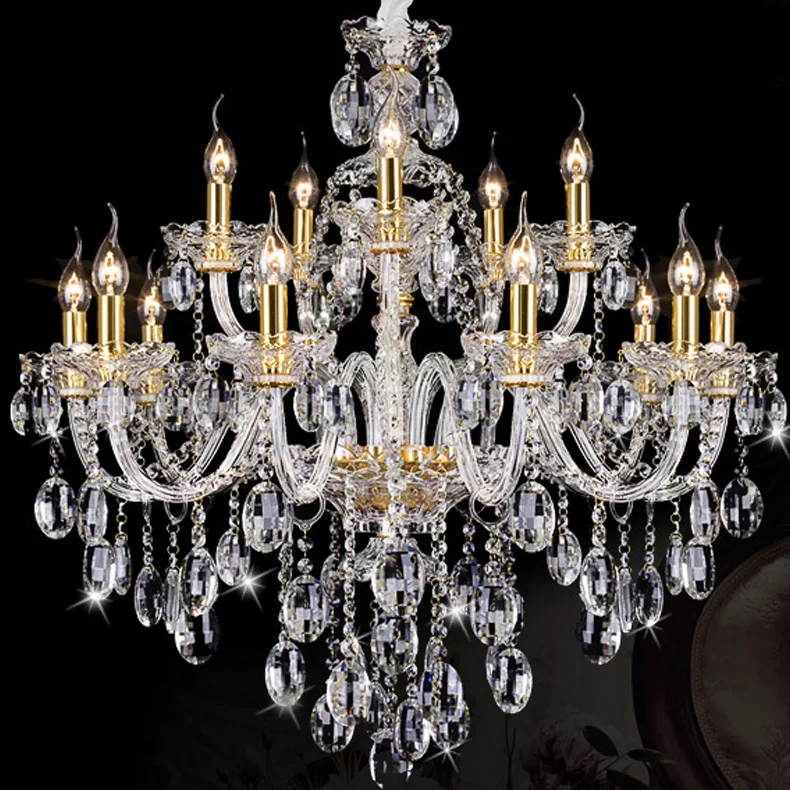 Aliexpress Com High Clear K9 Crystal Chandelier For Living Aliexpress Com High Clear K9 Crystal Chandelier For Living Room Res De Cristal 15 18 Arms E14 Led Bulb Large Luxury Lamparas From