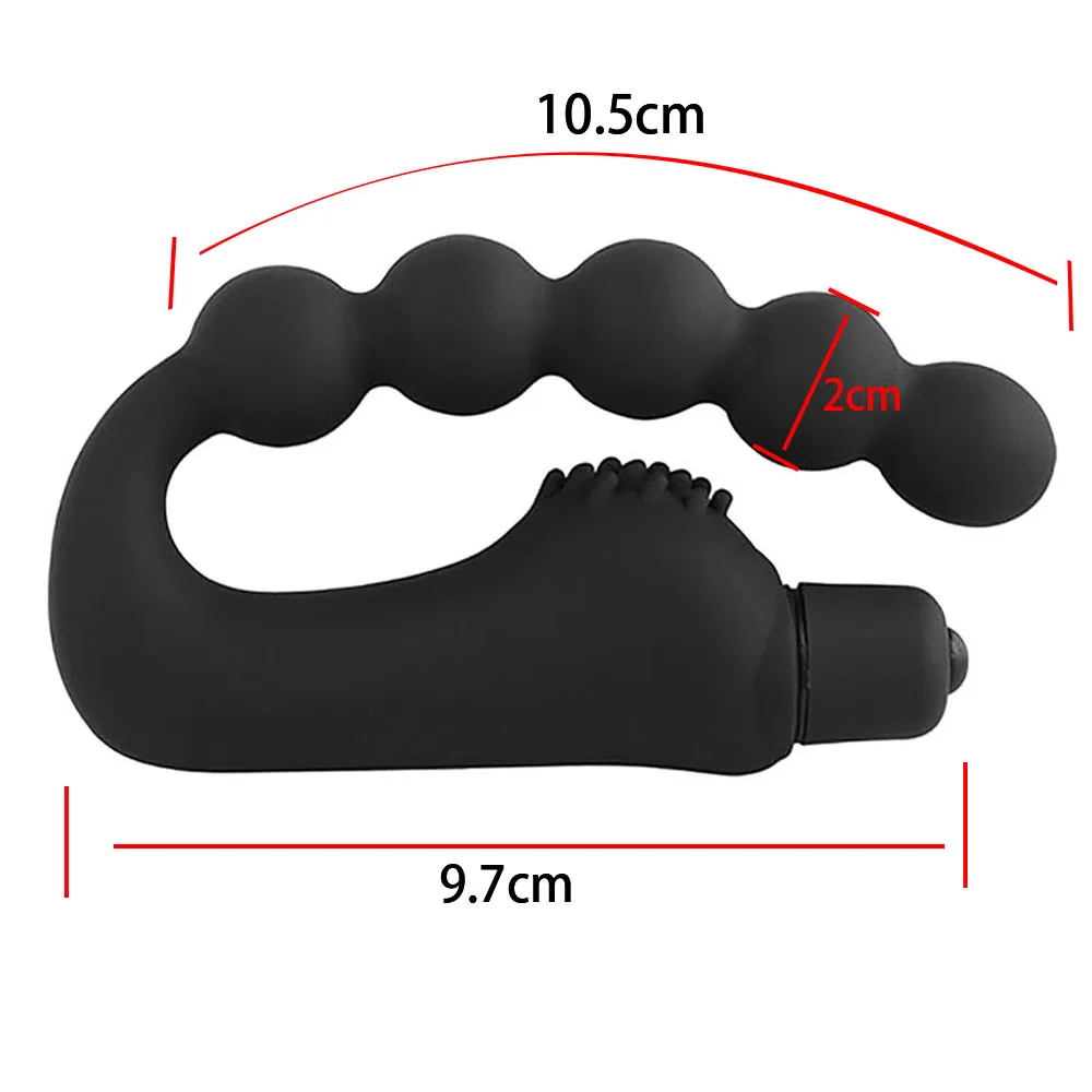 

Black Silicone Battery Powered 10 Speed Bead Butt Plug Gags & practical Jokes Toy