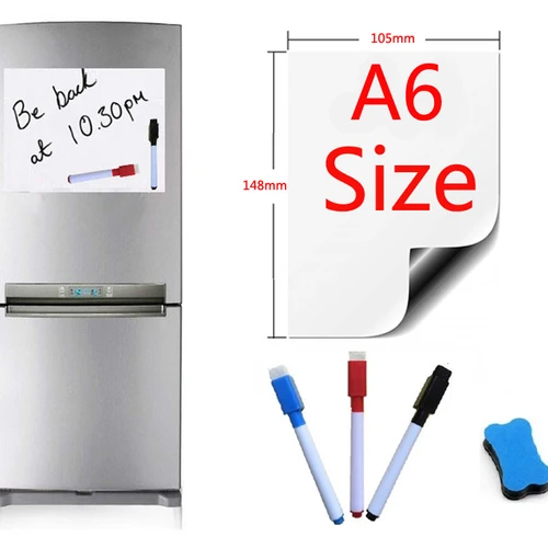 A6 Size Magnetic Whiteboard Fridge Magnets Presentation Board Home Kitchen Message Boards Writing Sticker Magnets 1 Eraser 3 Pen Pakistan