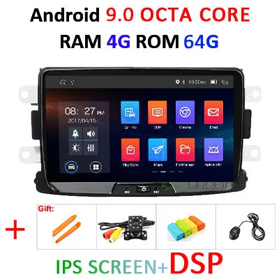 8" DSP IPS 64G Android 9.0 Car GPS Radio For Dacia Sandero Duster Renault Captur Lada Xray2 Logan 2n Navigation Screen NO DVD PC - Цвет: 9.0 4G 64G DSP