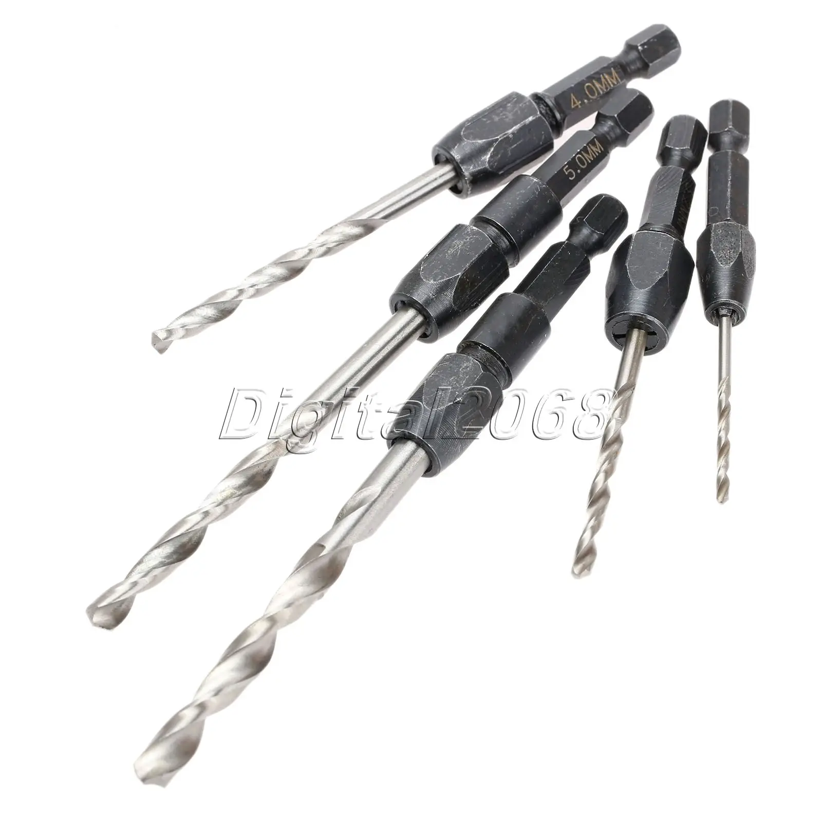 

5pcs Quick Change Twist Drill Bits Set HSS6542 Hex Shank Power Tool 2mm/3.2mm/4mm/5mm/6mm Plate Hole Cutter Reamer Bits