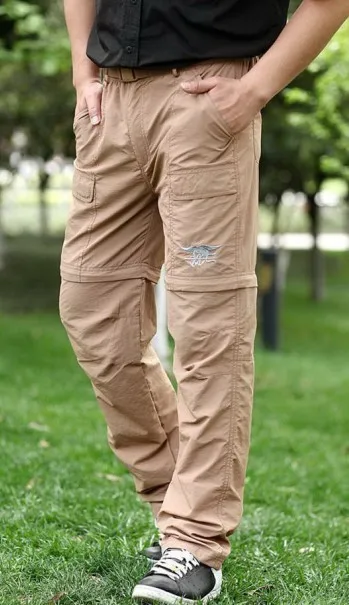 Eebow тактические мужские уличные походные быстросохнущие съемные брюки-карго осень лето анти-УФ тонкие Военные походные брюки - Цвет: Brown