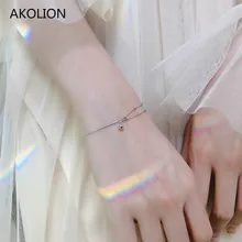 Серебряный Браслет Ручной работы Бусины шар кулон браслеты браслет 925 двухслойный счастливый бисер связанные браслеты для женщин и девушек