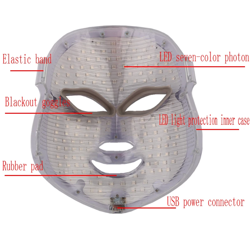 7 цветов светодиодный аппарат для фототерапии, маска для лица, светильник для омоложения кожи, ПДТ, уход за кожей, косметическая маска против морщин