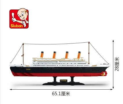 1021 шт Sluban 0577 игрушка Круизный корабль RMS титановая лодка модель строительные