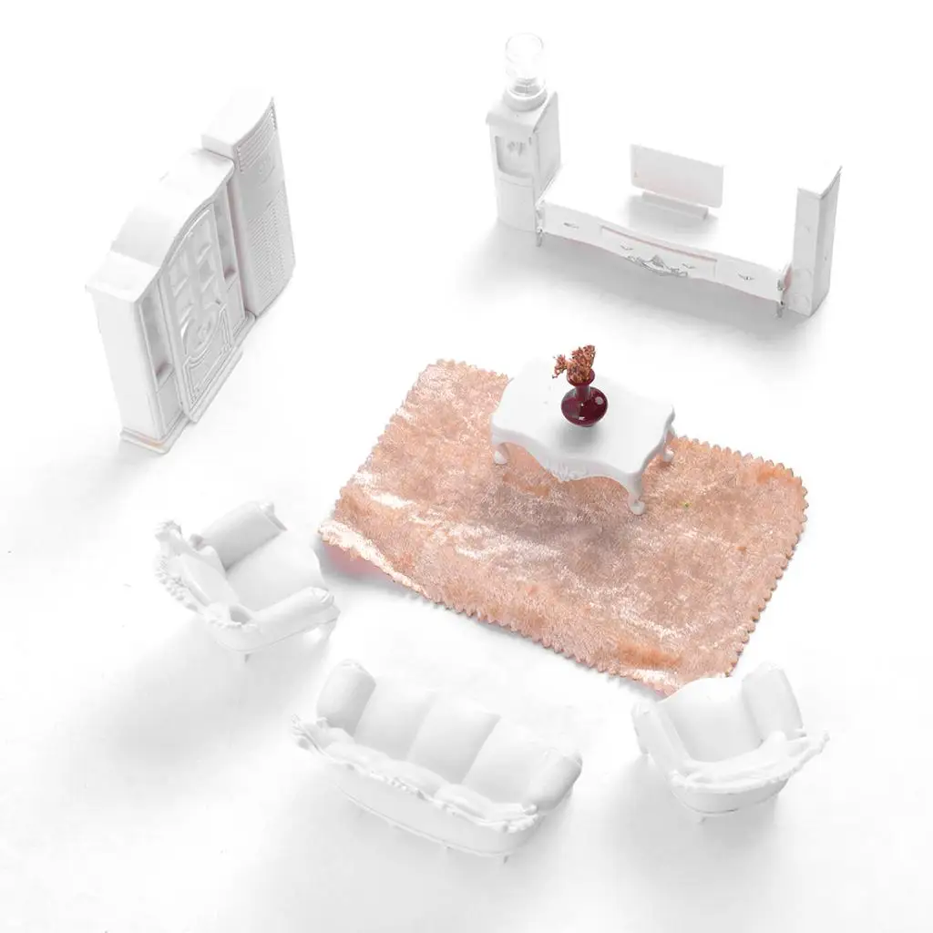 1:25 Scale Modern Style Living Room Furniture Set Sofa Table Model Kids DIY Layouts Living Room Sofa Table Set Kit Model