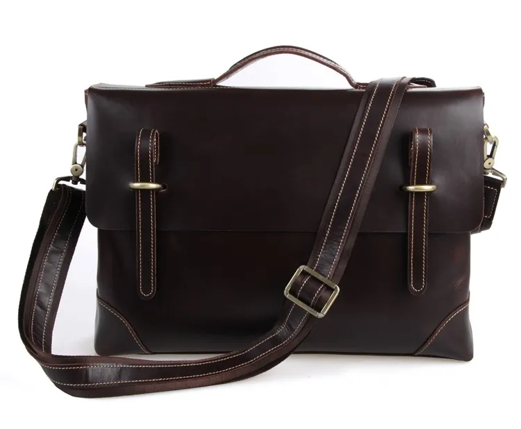 

J.M.D Retro Crazy Horse Leather Men's Handbags Multi Functional Briefcase Laptop Bag 7228Q