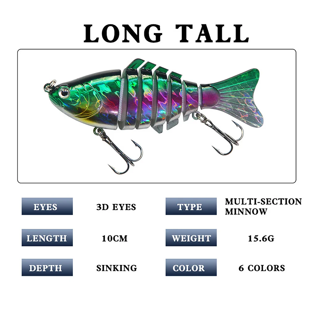 

Multicolor Fishing Lure Jointed 10cm Realistic Minnow Fish Fishing Lure Baits Artificial Hard Baits Plastic Fishing Hook